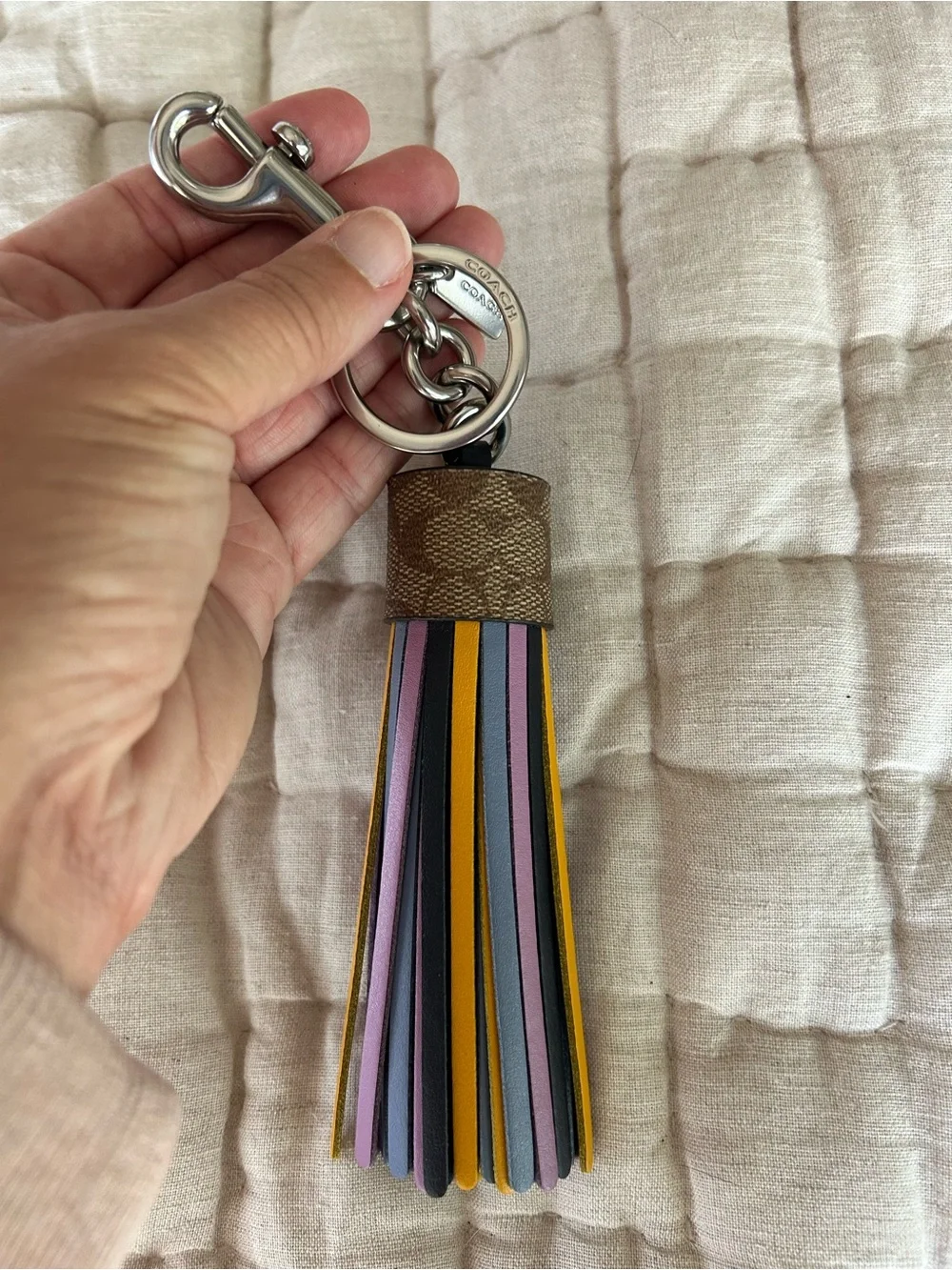 Coach Multicolor Leather Tassel Keychain